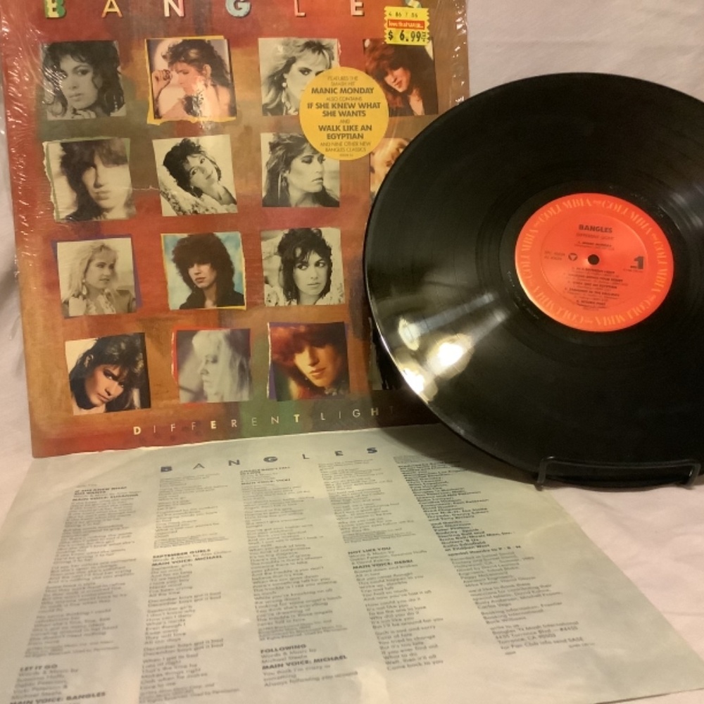 Bangles-Different Light 1986 Columbia Records Vinyl 40039+shrink+promo stickers
